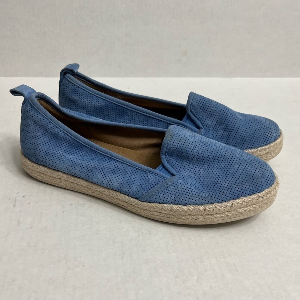 Clarks Azella Major Blue Suede Espadrille Flat Loafers